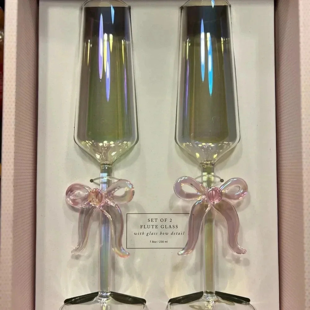 Cupcakes and Cashmere Iridescent Champagne Flute Wine Glass Set - Set of…